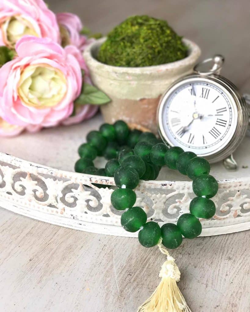 Emerald green Glass Beads BOHO home decor Sea glass beads for home decor