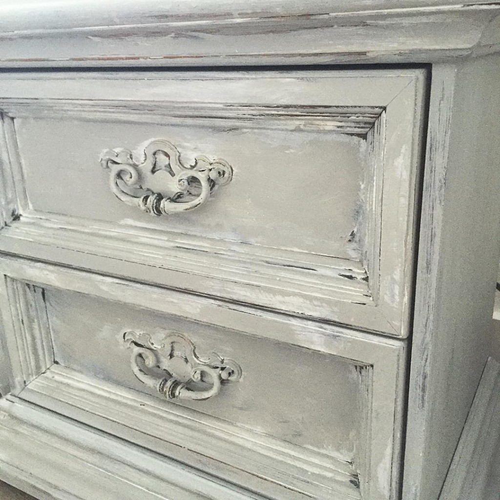 grey distressed 2 drawer night stand