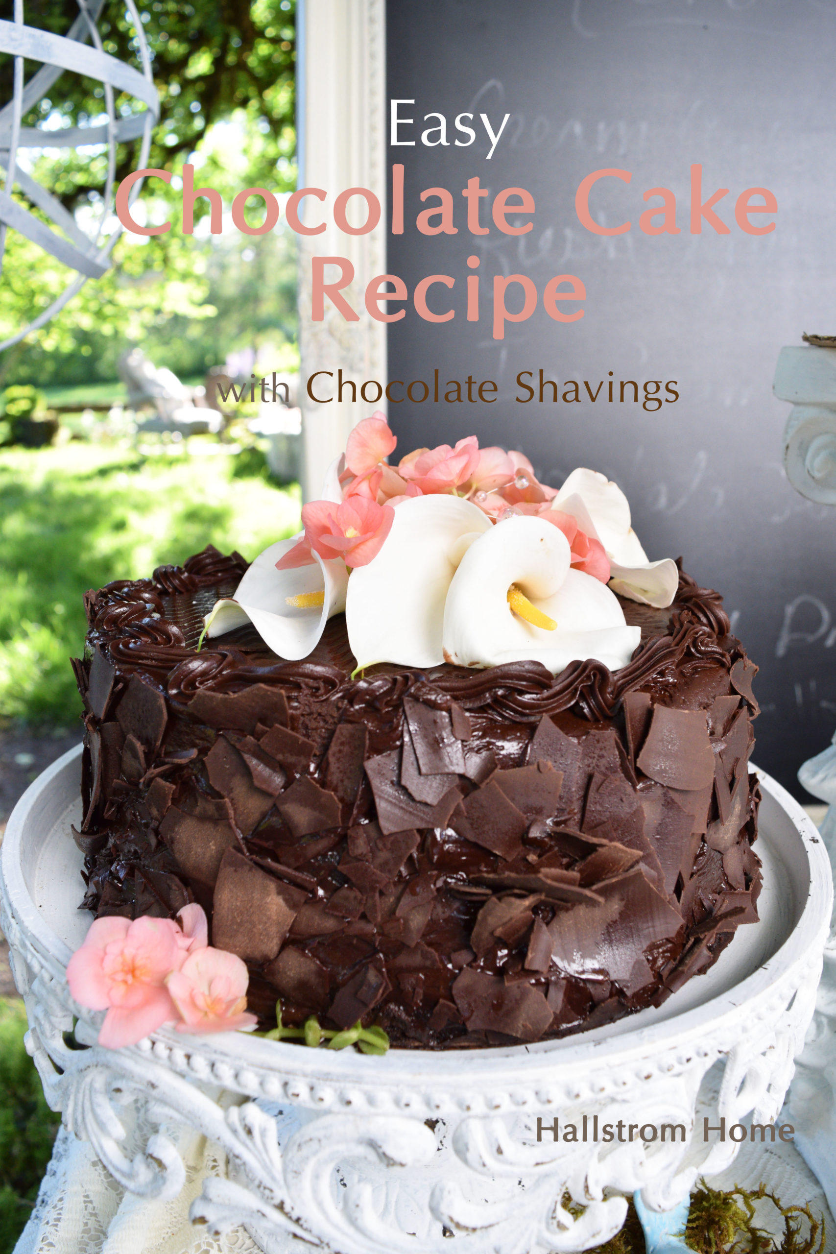 Easy Chocolate Cake Recipe with Chocolate Shavings
