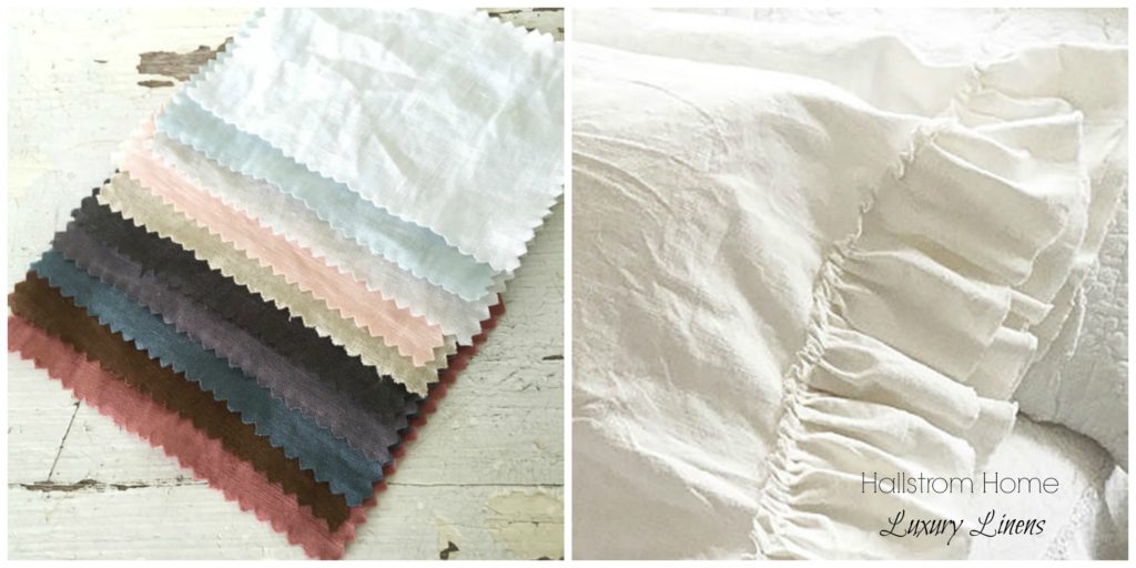 New to Hallstrom Home: Luxury Linens|luxury bedding|linen shower curtain|shabby chic bedding|farmhouse bedding|bedding|hallstrom home products|white farmhouse|farmhouse linen bedding|handmade linen|hallstromhome