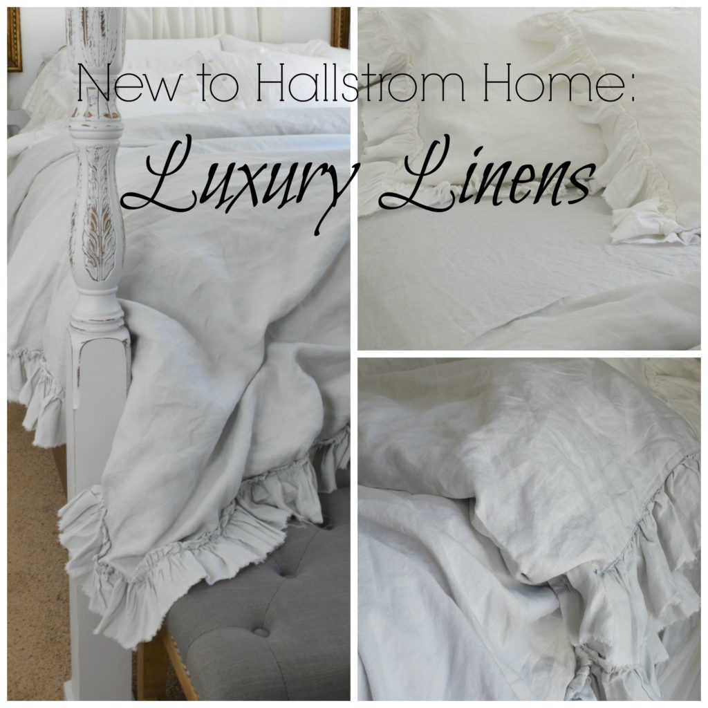 New to Hallstrom Home: Luxury Linens|luxury bedding|linen shower curtain|shabby chic bedding|farmhouse bedding|bedding|hallstrom home products|white farmhouse|farmhouse linen bedding|handmade linen|hallstromhome