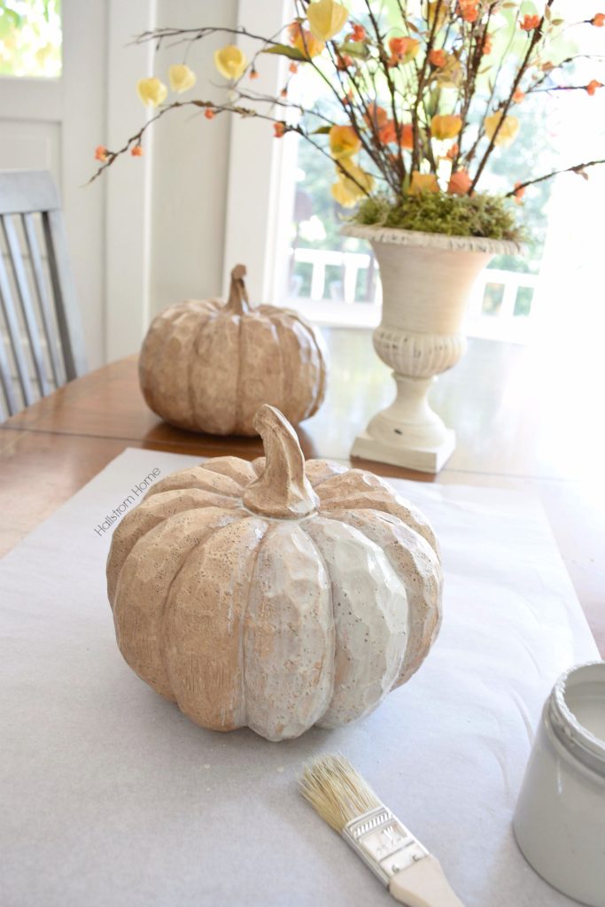 DIY fall chalk paint pumpkins Hallstrom Home