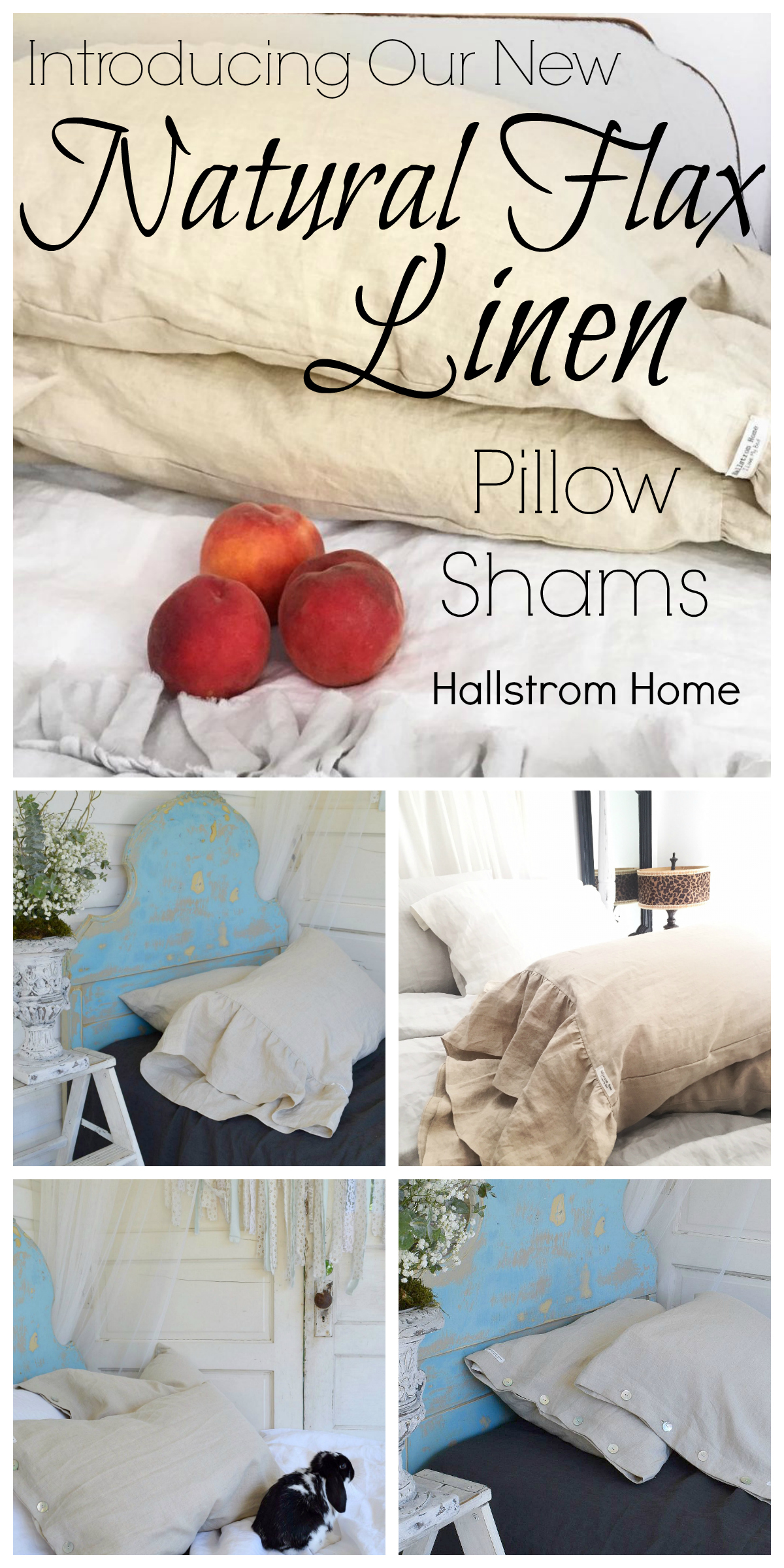 Introducing Our Natural Flax Linen Pillow Shams|bedding|luxury bedding|ruffled linen pillow shams|hallstrom home products|farmhouse bedding|shabby chic bedding|linen pillow shams|white farmhouse|linen bedding|hallstrom home