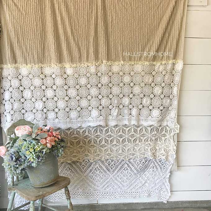 DIY Shabby Chic Shower Curtain Tutorial #shabbychic #chicfarmhouse #farmhouse #farmhousebathroom #frenchfarmhouse #bathroomremodel #showercurtain #hallstromhome #shabbychicbathroom #chichomedecor #homeremodel #designtips #diy #diycrafts #tutorial #showercurtaintutorial 