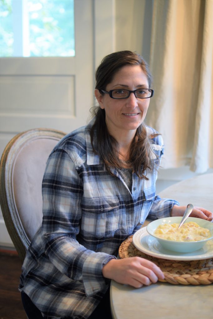 Momma eating Creamy potato soup with bacon