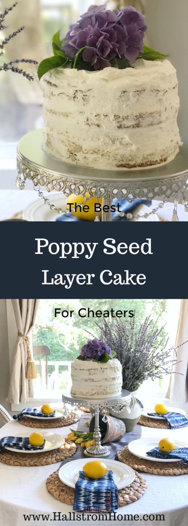 The Best Poppy Seed Layer Cake for Cheaters | cake mix hack for lemon poppy seed cake | Muffin mix for making cakes | Easy to make. | Spring birthday , baby shower, Easter cake ideas | Hallstromhome.com