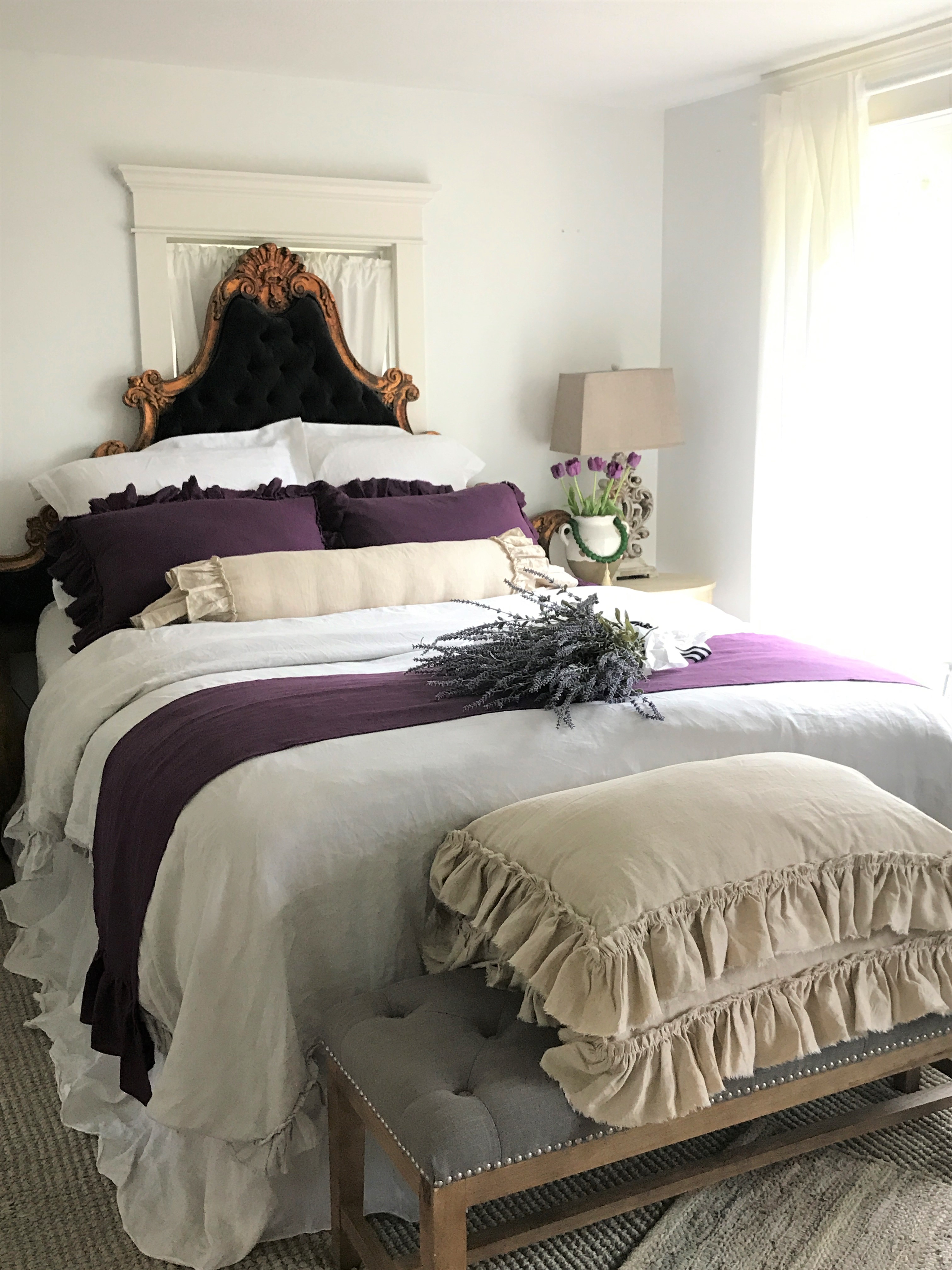 Shabby Chic Bedroom With Rich Purple
