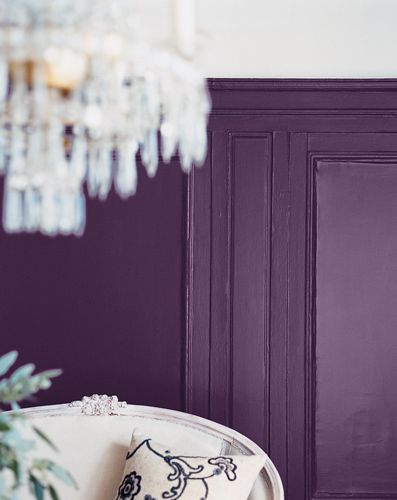 5 Spaces with Pantone's Color of the Year Elegant Bedroom With Deep Purple Walls