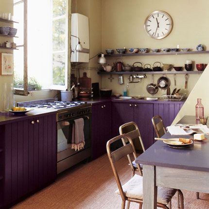 5 Spaces with Pantone's Color of the Year Purple Kitchen Cabinets