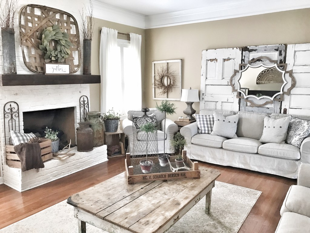 vintage farmhouse living room walls