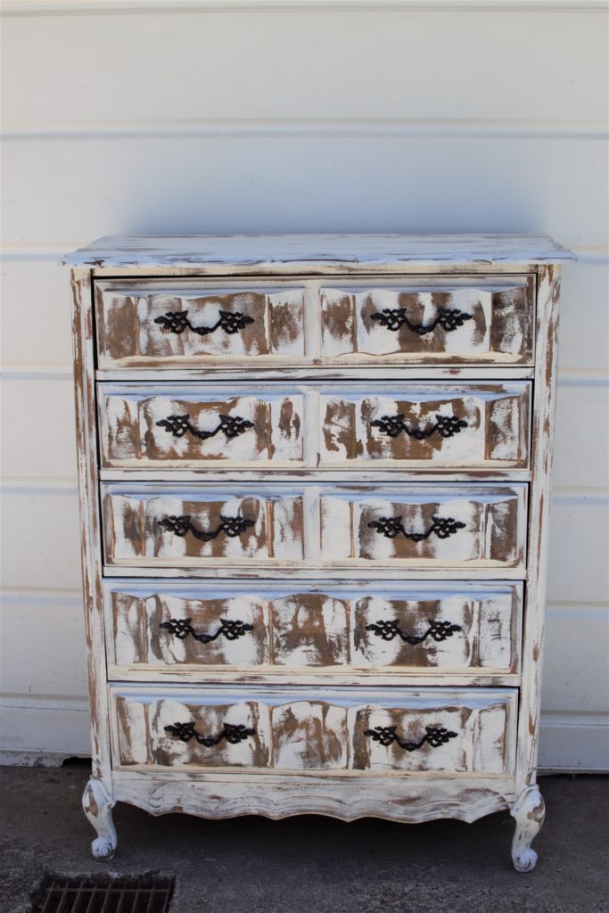 white chippy painted 8 drawer dresser