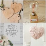 4 picture collage with leart keychain hearts lightbulb wire hearts. free printable and pink yarn heart