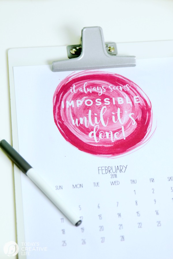 It alwasy seems impossible until its done calendar printable