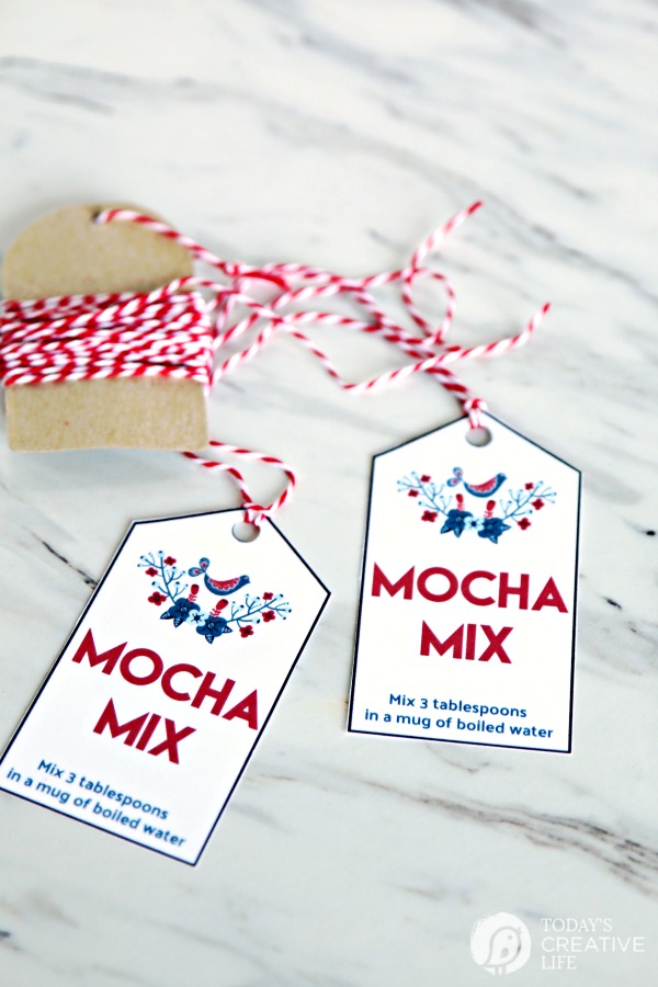 mocha mix 2 printable tage with red and white twine