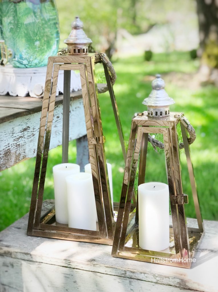 2 copper outdoor lanterns