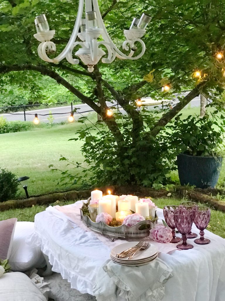 Make Your Outdoor Shabby Chic Wedding Extra Special|outdoor wedding|backyard wedding|weddingdecor|shabby chic|wedding|wedding table|simple wedding|shabby chic wedding|hallstrom home|candle lit wedding|wedding design