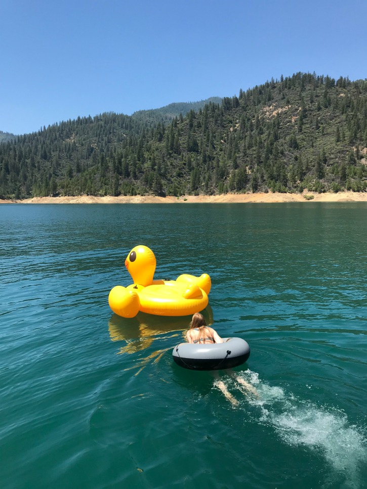 duck floaty on lake