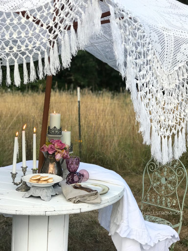 lace umbrealla with small table setting