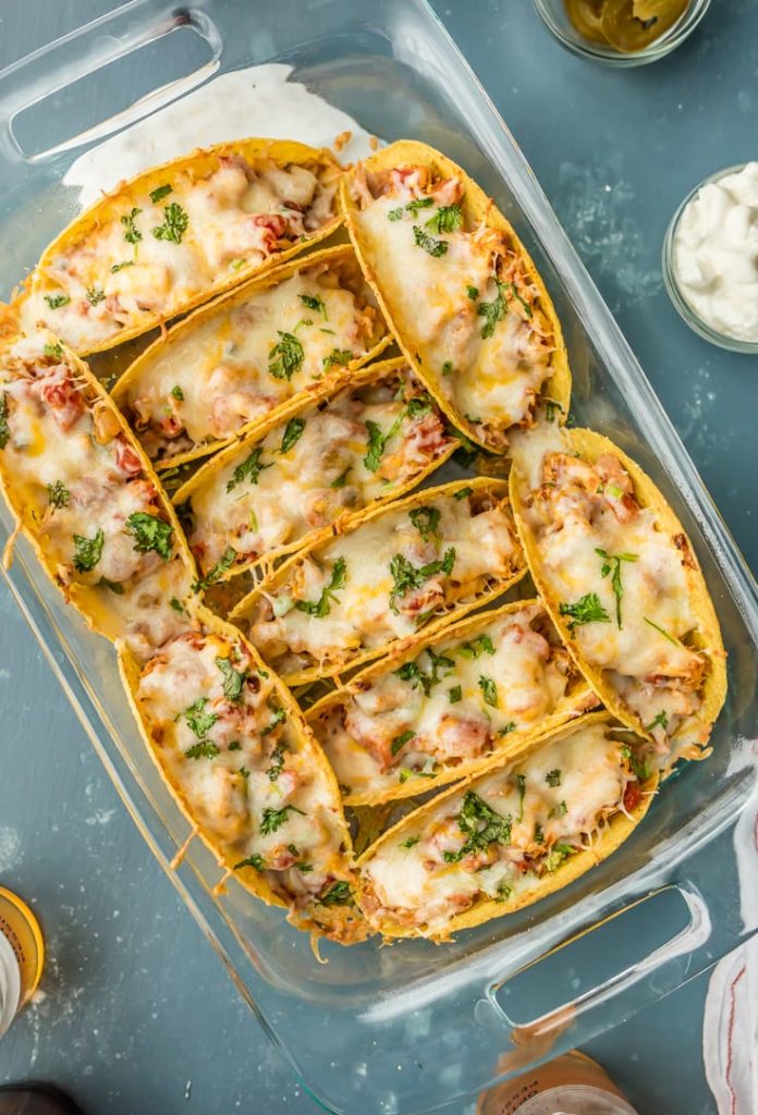 bake tray with 10 tacos