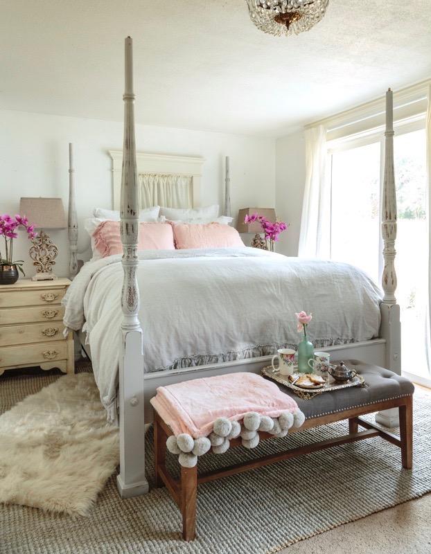 Shabby French bedroom with Chalk Painted bed frame