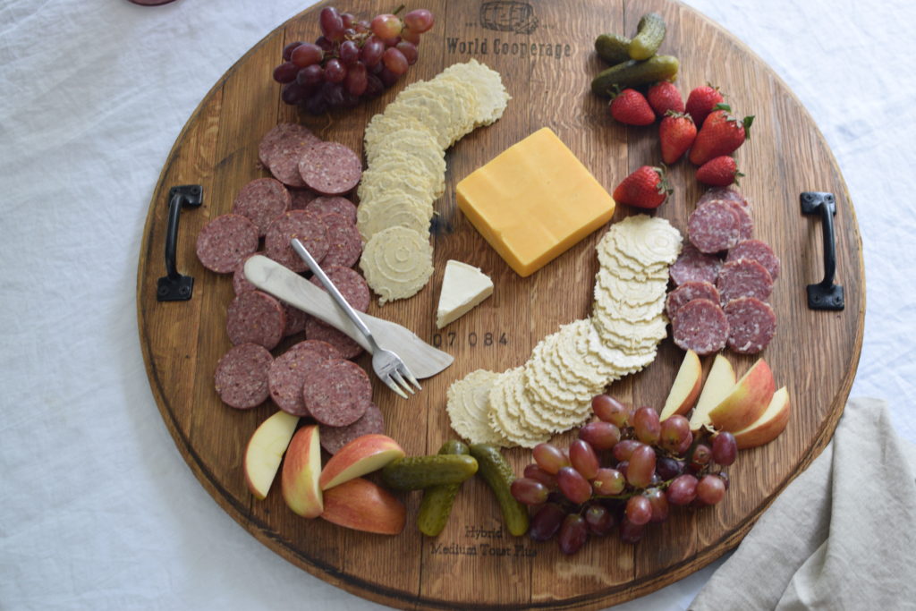 cheese platter on white table