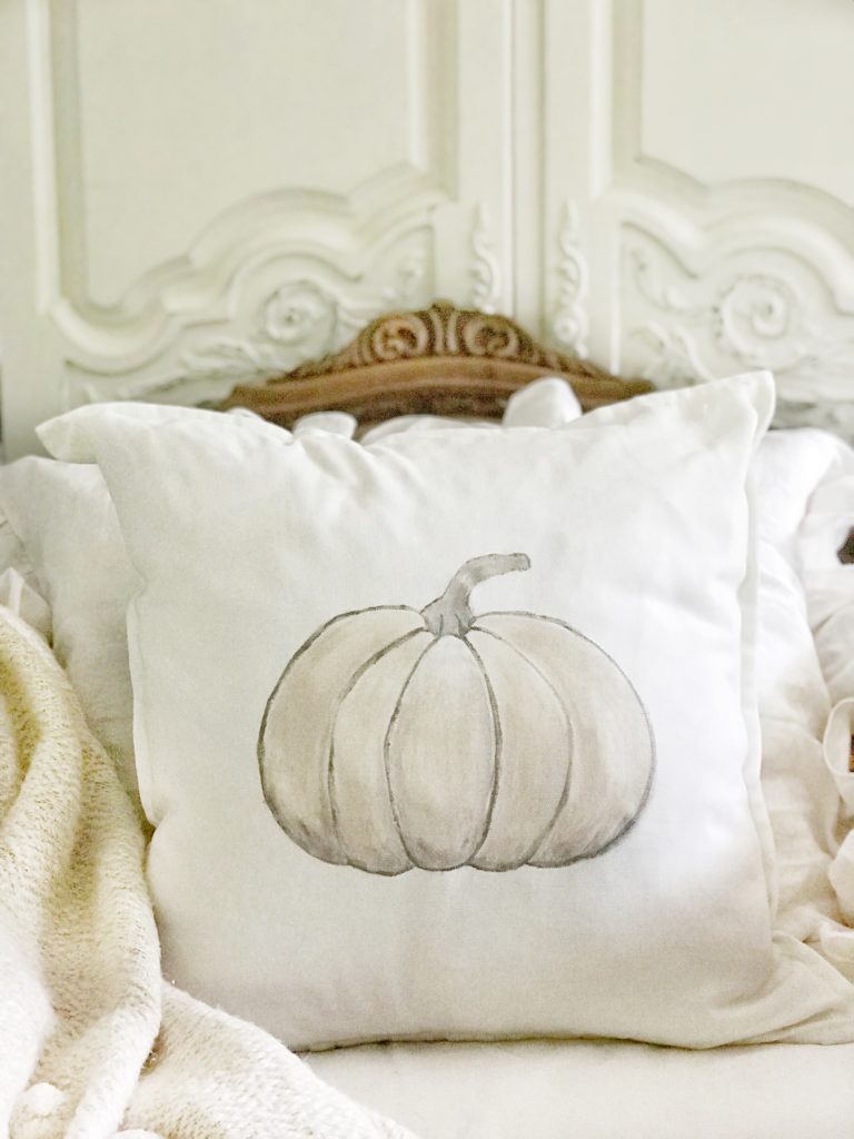 pumpkin white pillow