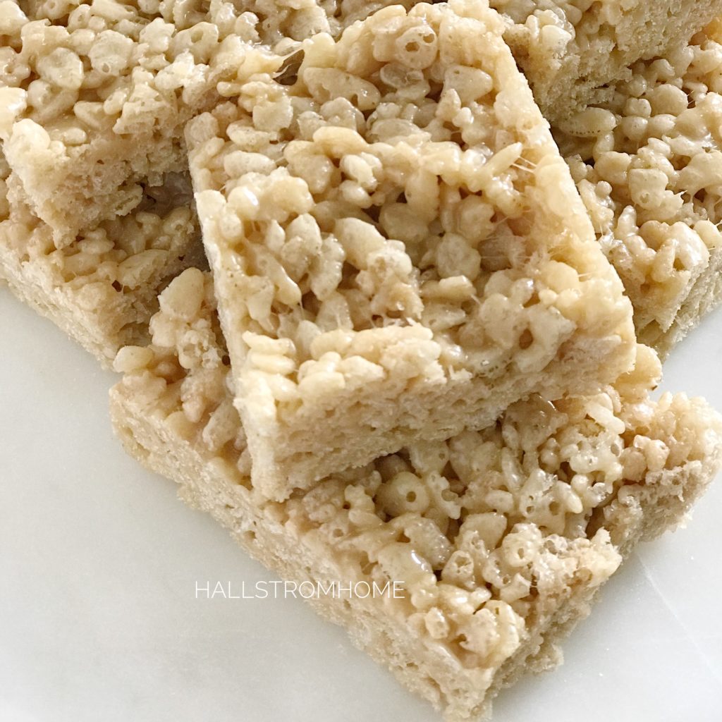 5 rice krispies on white plate