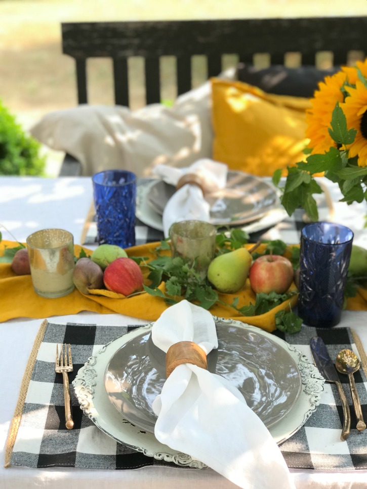 close up of fall table setting