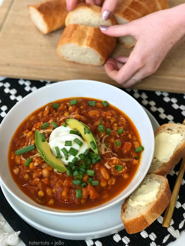 white bowl of chili