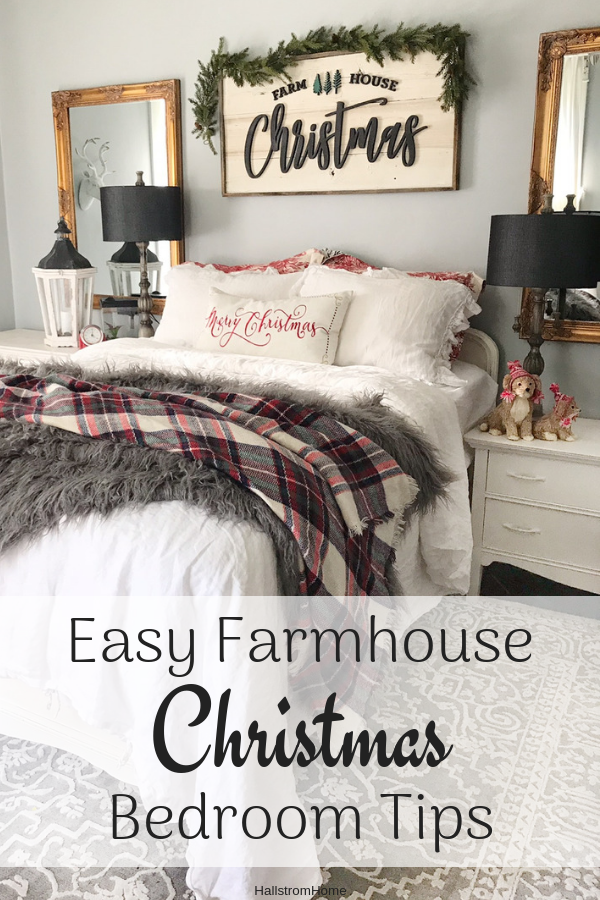 Cozy Farmhouse Christmas Bedroom with Linen Bedding|christmas decorations|christmas bedroom|christmas bedroom ideas|christmas bedroom lights|christmas bedding|linen bedding|christmas linen bedding|how to decorate your bedroom for christmas|christmas room decor|farmhouse christmas|farmhouse christmas bedroom|christmas decor|hallstromhome