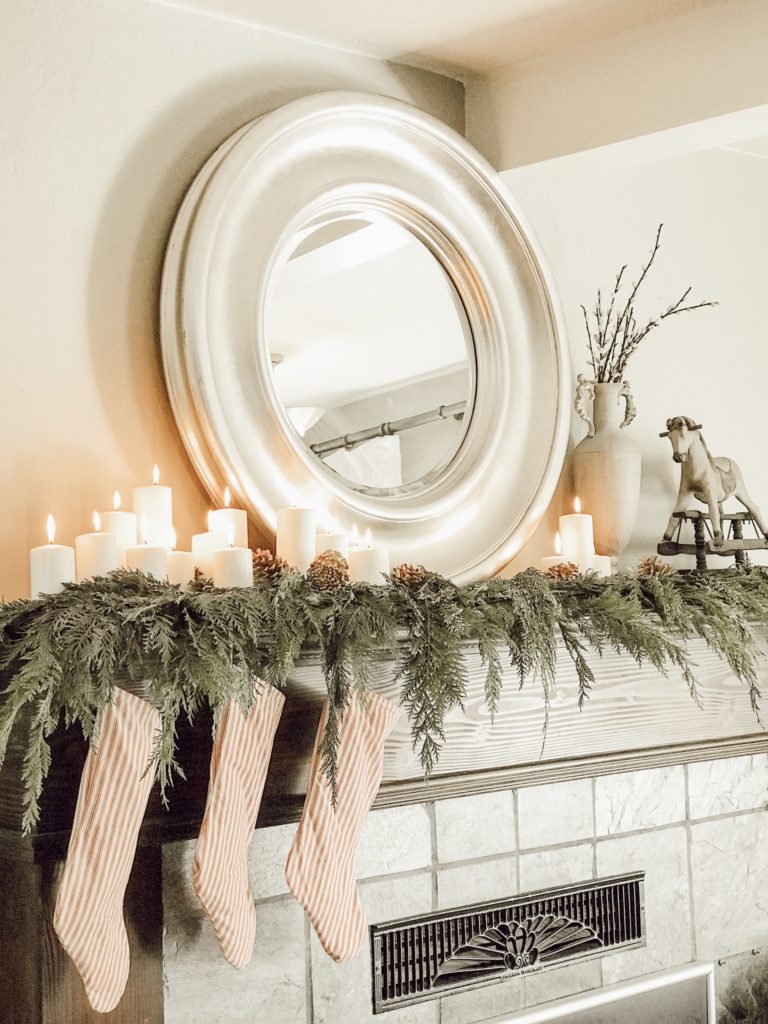 Our Modern Farmhouse Christmas Mantel|farmhouse Christmas decorating ideas|farmhouse christmas ideas|vintage farmhouse christmas|blog hop|christmas mantel|farmhouse christmas|diy farmhouse Christmas decor|rustic farmhouse christmas decor|hallstromhome