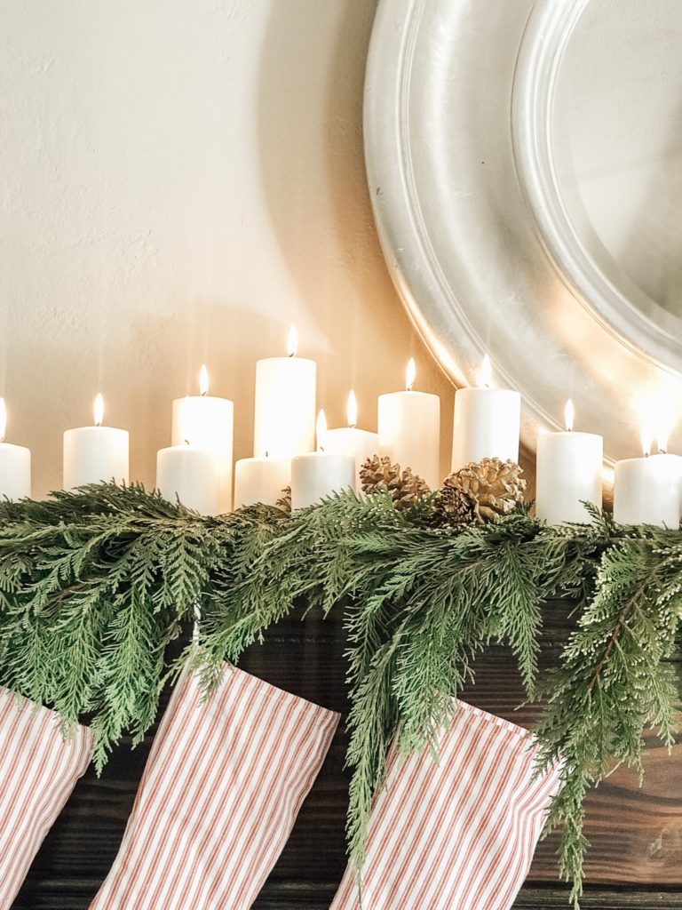 Our Modern Farmhouse Christmas Mantel|farmhouse Christmas decorating ideas|farmhouse christmas ideas|vintage farmhouse christmas|bloggers Christmas decor|christmas mantel|farmhouse christmas|diy farmhouse Christmas decor|rustic farmhouse christmas decor|hallstromhome