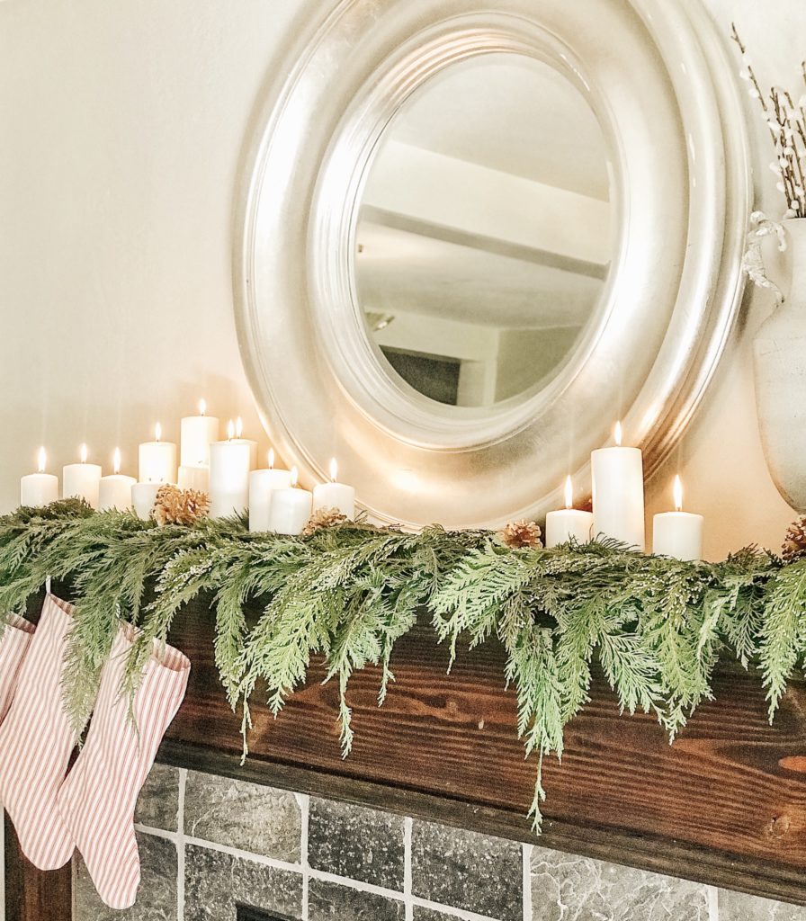 Our Modern Farmhouse Christmas Mantel|farmhouse Christmas decorating ideas|farmhouse christmas ideas|vintage farmhouse christmas|bloggers Christmas decor|christmas mantel|farmhouse christmas|diy farmhouse Christmas decor|rustic farmhouse christmas decor|hallstromhome