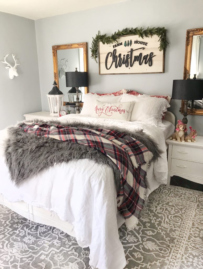 Easy Holiday Bedroom Tips|christmas decorations|christmas bedroom|christmas bedroom ideas|christmas bedroom lights|christmas bedding|linen bedding|christmas linen bedding|how to decorate your bedroom for christmas|christmas room decor|farmhouse christmas|farmhouse christmas bedroom|christmas decor|hallstromhome