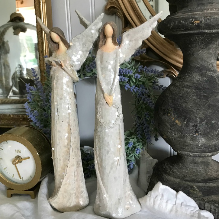 Not Your Grandmother's French Decor|french decor|french shabby chic|french farmhouse|romantic home|romantic home decor|french country|charming home decor|romantic boudoir|angel statue|angel|cherub|french country Christmas|shabby chic Christmas decor|hallstromhome