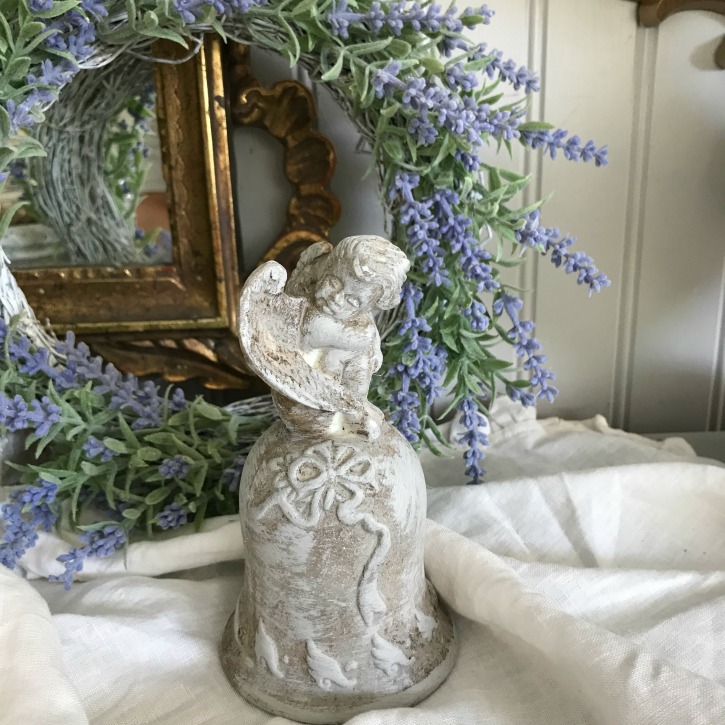 Not Your Grandmother's French Decor|french decor|french shabby chic|french farmhouse|romantic home|romantic home decor|french country|charming home decor|romantic boudoir|angel statue|angel|cherub|french country Christmas|shabby chic Christmas decor|hallstromhome