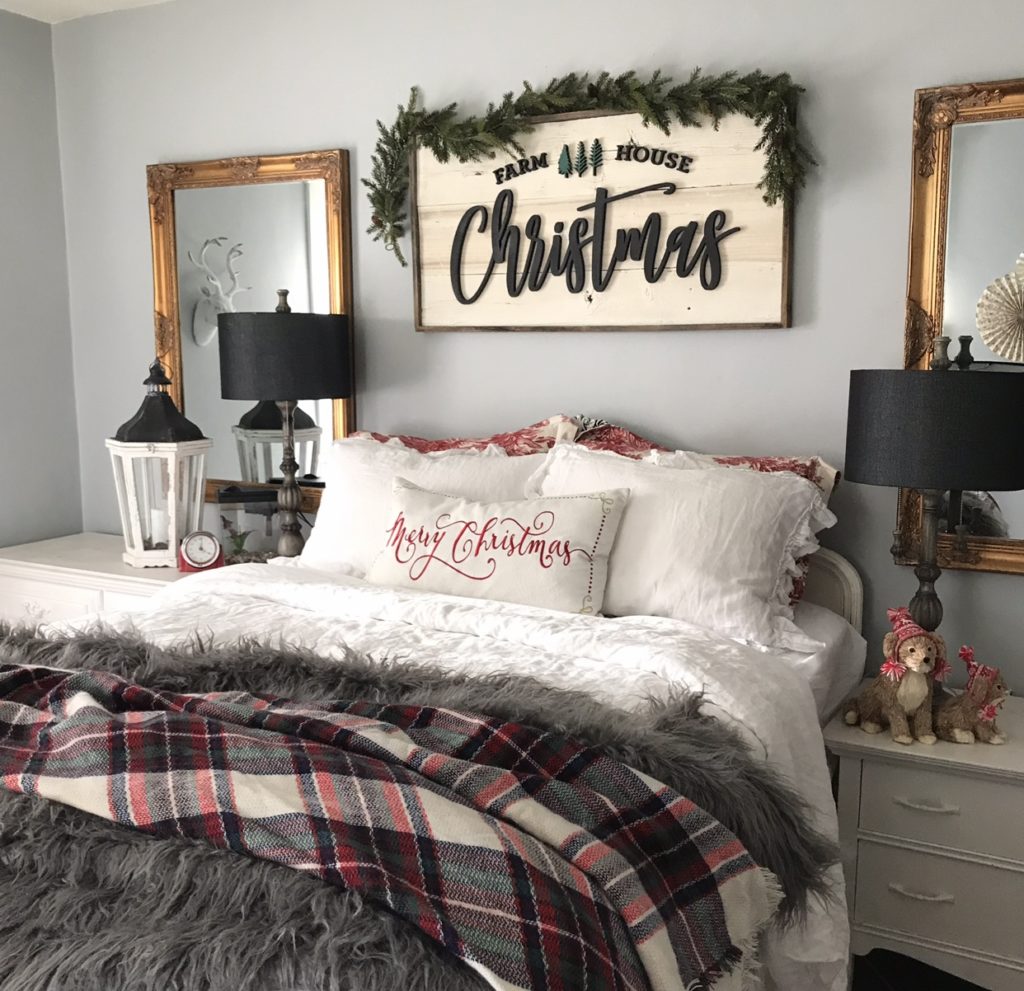 Easy Holiday Bedroom Tips|christmas decorations|christmas bedroom|christmas bedroom ideas|christmas bedroom lights|christmas bedding|linen bedding|christmas linen bedding|how to decorate your bedroom for christmas|christmas room decor|farmhouse christmas|farmhouse christmas bedroom|christmas decor|hallstromhome