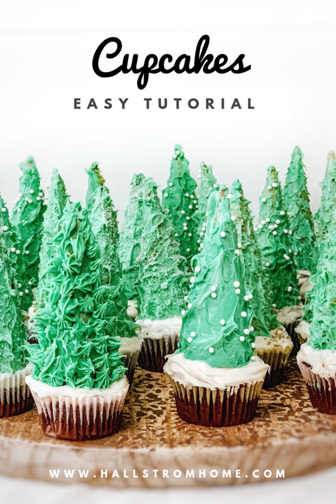 Christmas Tree Cupcakes with Sugar Cones|christmas cupcakes|christmas cupcake ideas|christmas recipes|holiday recipes|dessert|christmas dessert|kids recipes|recipes kids can make|ice cream cone tree|christmas tree cupcake|hallstromhome