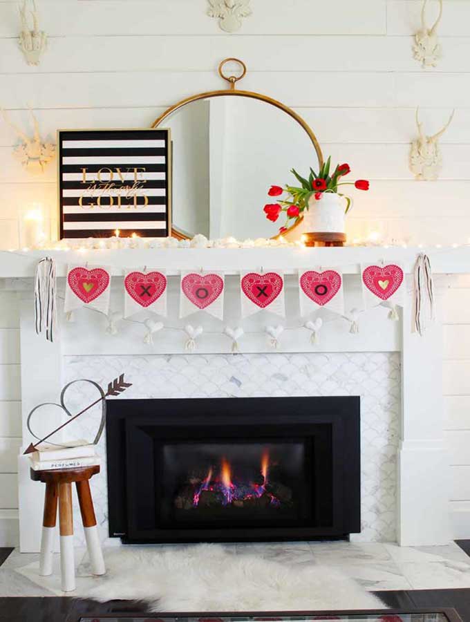 Fabric Covered Bulletin Board-Fast & Easy DIY|diy framed cork board|diy washi tape tutorial|washi tape crafts|3 ingredients crafts|how to make a pin board with cork board|diy crafts|kids crafts|easy diy crafts|crafts for kids|felt flowers|banner|cork board|fabric bulletin board|bulletin board with banner|valentines party|valentines decor|holiday decor|hallstrom home