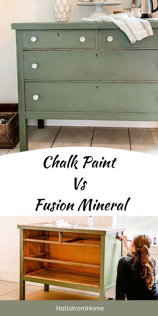Chalk Paint Vs Fusion Mineral Paint|fusion mineral paint|chalk paint|chalk paint diy|how to chalk paint|tips for painting|painting diy|shabby chic|furniture makeover|fusion mineral paint review|mineral paint diy|update dresser|diy paint furniture|HallstromHome