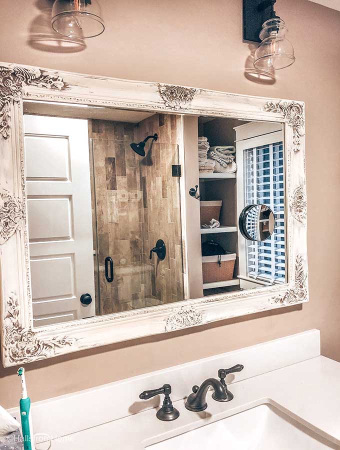 Beautifully Framed Bathroom Mirrors|vanity mirror|bathroom mirror|shabby chic|farmhouse|framed mirror|home decor|wall mirror|large mirror|Hallstrom Home