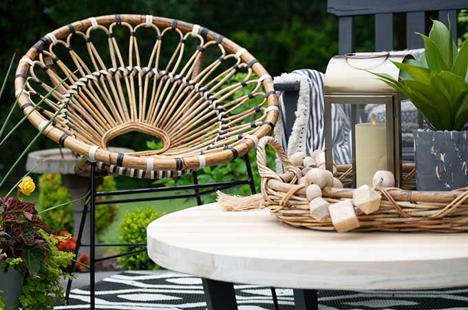 Sophisticated Bohemian Outdoor Setting|Article|Boho Patio|decorate bohemian|patio update|outdoor entertaining| myarticle|boho home decor|sophisticated boho|scandinavian home|boho outdoor furniture|bohemian furniture|boho chic patio ideas|boho outdoor spaces|bohemian outdoor rug|Hallstrom Home