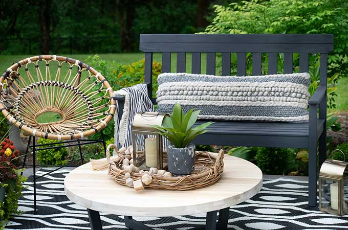 Sophisticated Bohemian Outdoor Setting|Article|Boho Patio|decorate bohemian|patio update|outdoor entertaining| myarticle|boho home decor|sophisticated boho|scandinavian home|boho outdoor furniture|bohemian furniture|boho chic patio ideas|boho outdoor spaces|bohemian outdoor rug|Hallstrom Home