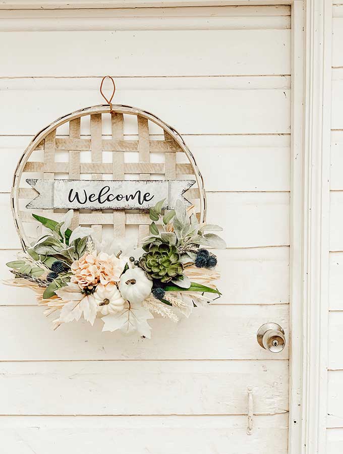 Tobacco Basket Wall Hanging with Flowers