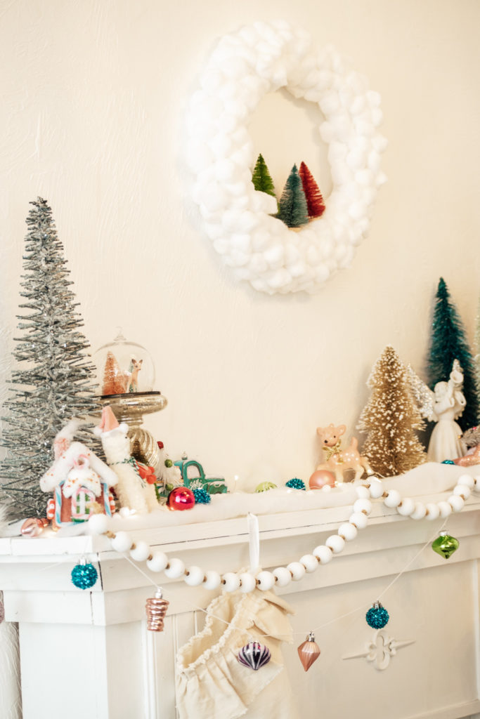 DIY Cotton Ball Wreath Tutorial/ holiday mantle decor/ kids craft/ White Christmas wreath/ Farmhouse Christmas wreath tutorial/ Easy holiday craft/wreath craft\Christmas Craft\colorful Christmas\christmas decor\shabby chic christmas\HallstromHome