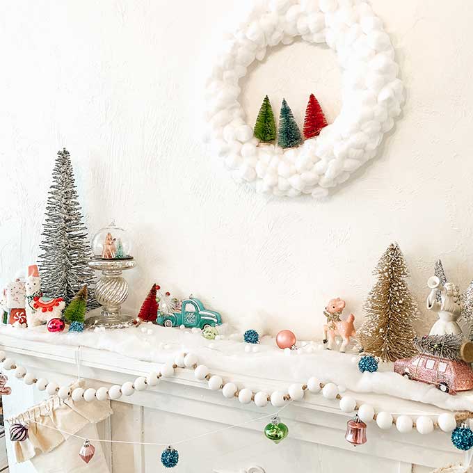 DIY Cotton Ball Wreath Tutorial/ holiday mantle decor/ kids craft/ White Christmas wreath/ Farmhouse Christmas wreath tutorial/ Easy holiday craft/wreath craft\Christmas Craft\colorful Christmas\christmas decor\shabby chic christmas\HallstromHome