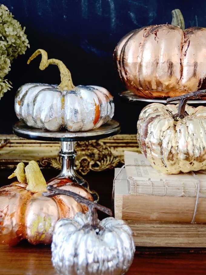 Pumpkin Crafts-How to Make Gold Leaf Pumpkins| gold gild pumpkin|gold leaf pumpkin|pumpkin diy|pumpkin crafts|fall crafts|fall diy crafts|easy pumpkin painting|gold home decor|gold fall decor|house beautiful|gold home decor|farmhouse style|shabby chic home|farmhouse home style|fall farmhouse style|Hallstrom Home