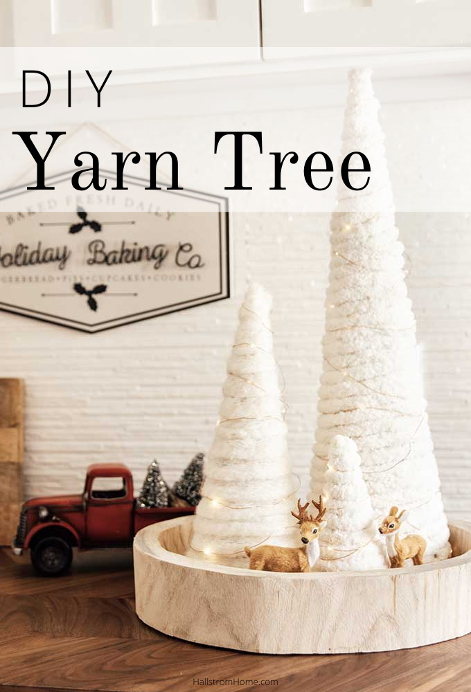 Yarn Tree DIY with Twinkle Lights |DIY Christmas Tree|Yarn Tree|Christmas Decor|farmhouse Christmas|Farmhouse Christmas|yarn tree diy|twinkle lights|Christmas twinkle lights|yarn diy|yarn tree diy|holiday home decor|white farmhouse|christmas farmhouse decor|Hallstrom Home