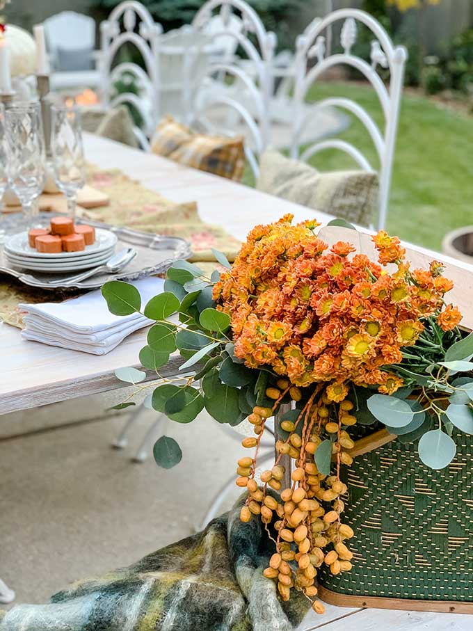 DIY Floral Pumpkin Table Centerpiece |fall diy|fall tablescape|farmhouse table|fall farmhouse|pumpkin centerpiece|floral pumpkin centerpiece|decorated pumpkin|shabby chic fall decor|stacked pumpkin centerpiece| HallstromHome