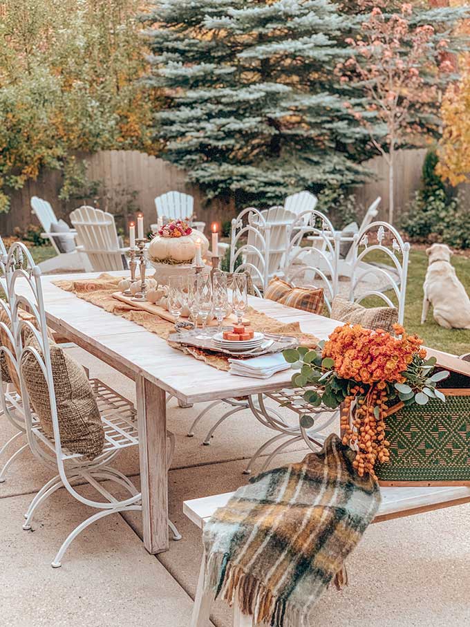 DIY Floral Pumpkin Table Centerpiece |fall diy|fall tablescape|farmhouse table|fall farmhouse|pumpkin centerpiece|floral pumpkin centerpiece|decorated pumpkin|shabby chic fall decor|stacked pumpkin centerpiece| HallstromHome